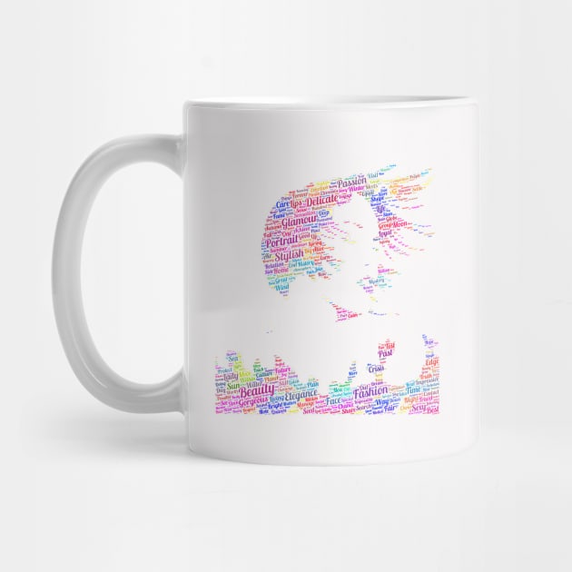 Portrait Woman Lady Silhouette Shape Text Word Cloud by Cubebox